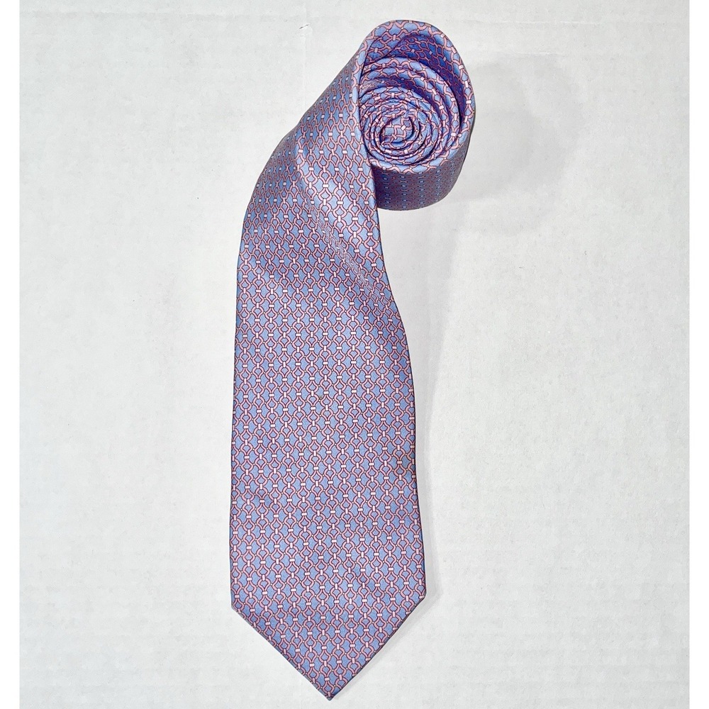 Brooks‎ Brothers Makers Men's OS Blue Pink Pure Silk Made In USA Geometric